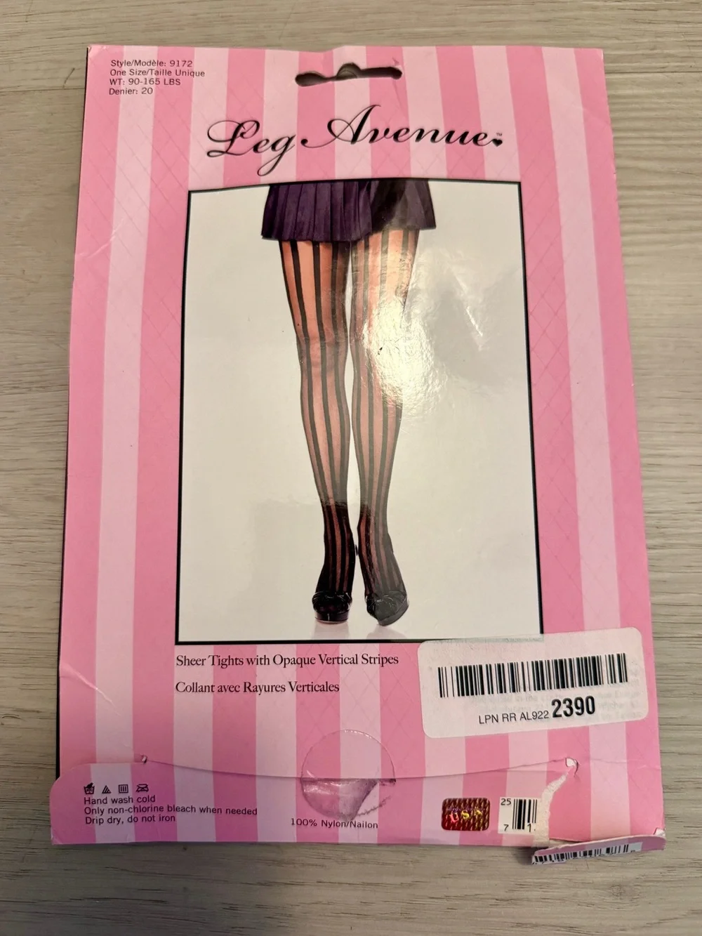 New Leg Avenue: Sheer Tights with Opaque Vertical Stripes -Style 9172
